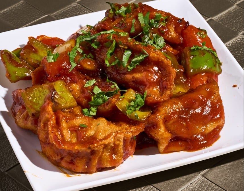 Chili Chicken Momo.